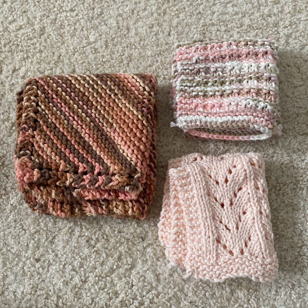 3 Handmade Knit Dishcloths